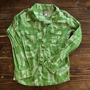 Kids Organic Long Sleeve Button Down Fern Green